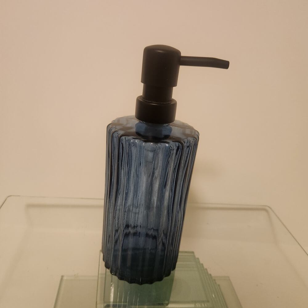 Glass Soap Dispenser Ribbed - Picture 2 of 4
